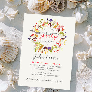 Exotic Wood Wildflower Wreath Bachelorette Party Invitation