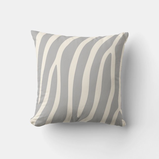 Exotic Zebra Stripes in Light Grey Cushion (Front)
