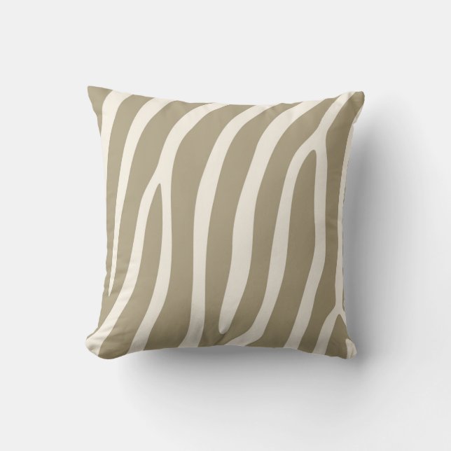 Exotic Zebra Stripes in Light Khaki Cushion (Front)