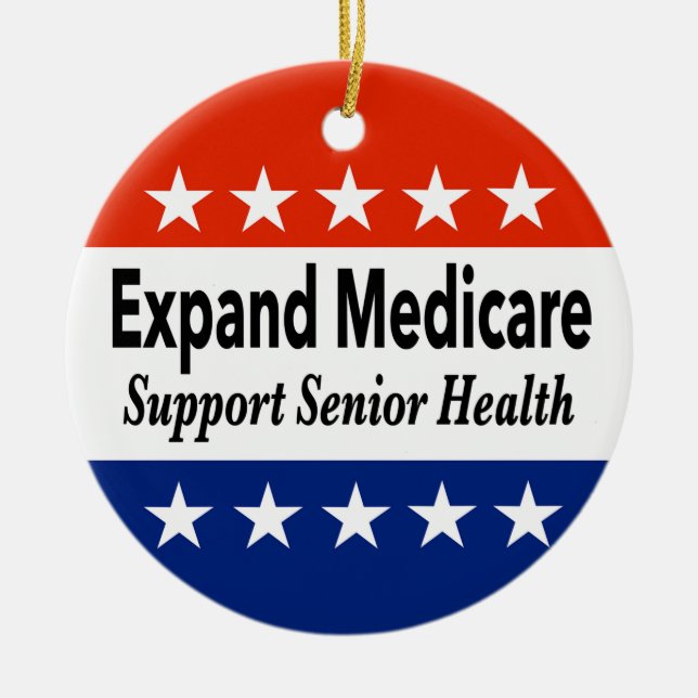 Expand Medicare to Support Senior Health Ceramic Tree Decoration (Front)