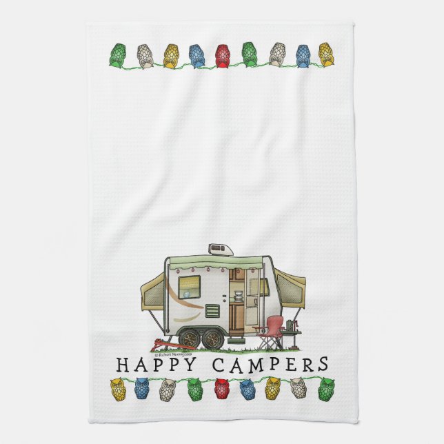 Expandable Hybred Trailer Camper Tea Towel (Vertical)