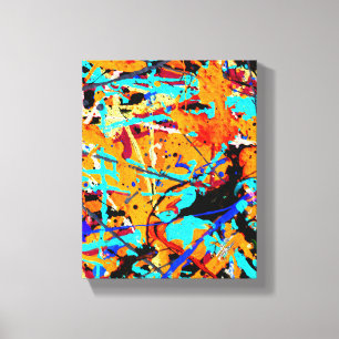 Expansion Orange Cyan Abstract Splatter Canvas Print