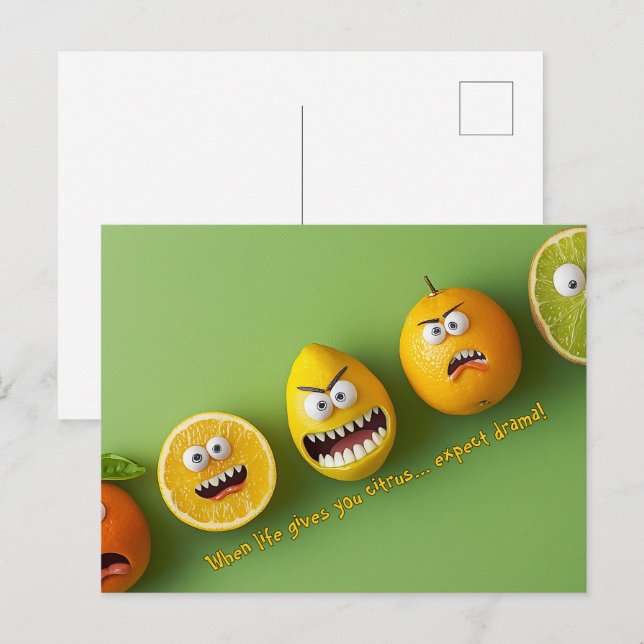 Expect Drama Funny Faces Postcard (Front/Back)