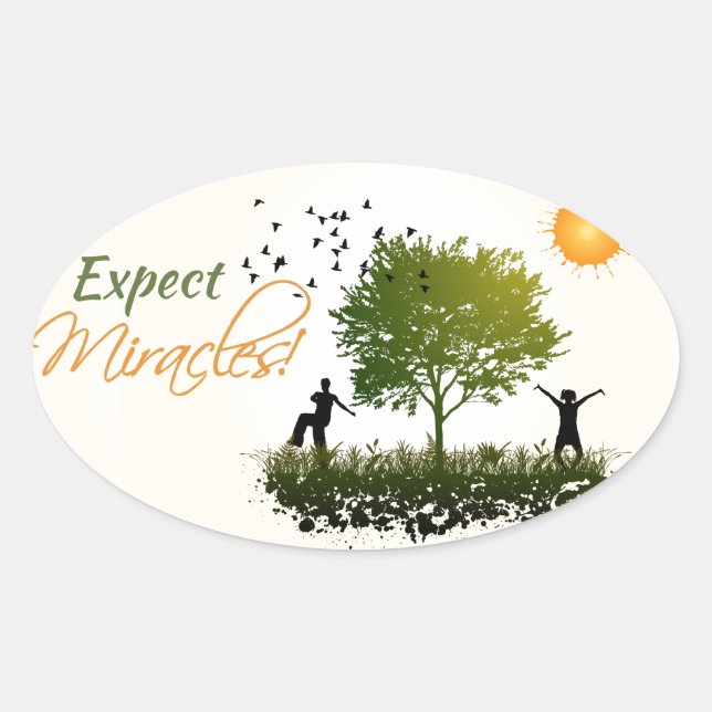 Expect Miracles Oval Sticker (Front)