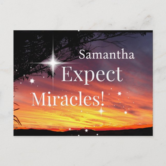 Expect Miracles Sparkle Sunset Get Well Soon Name Postcard (Front)