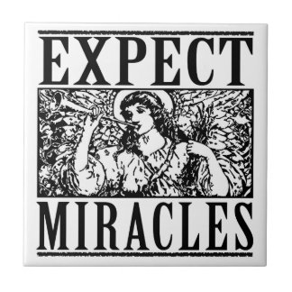 Expect Miracles white ceramic tile trivet 4.25" sq