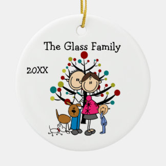 Expectant Couple Boy Two Dogs Ceramic Tree Decoration