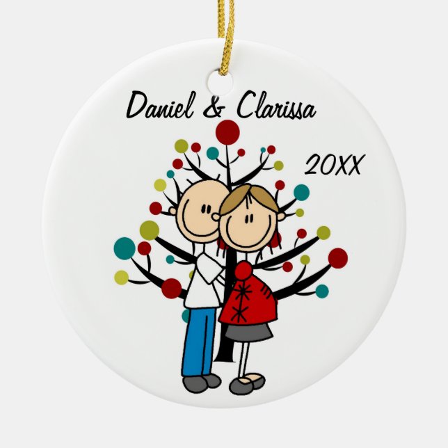 Expectant Couple Custom Holiday Ornament (Front)