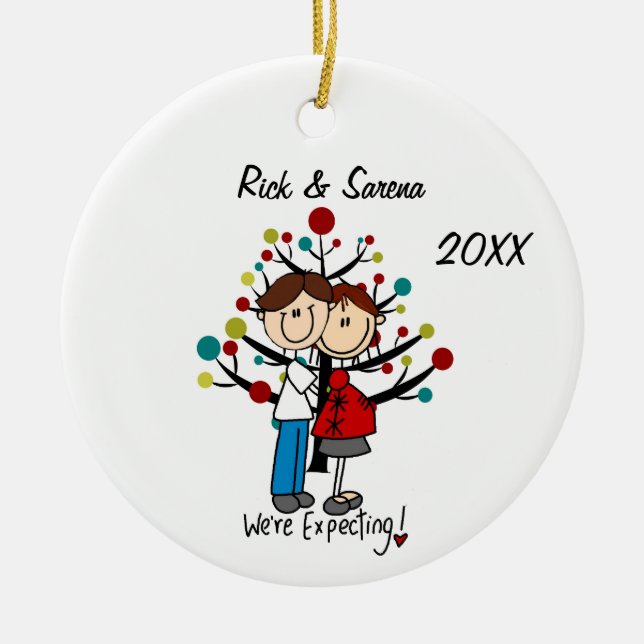 Expectant Couple Holiday Ornament (Front)
