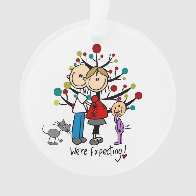 Expectant Couple Toddler Girl Acrylic Ornament (Front)