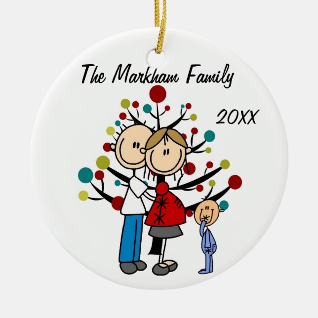 Expectant Couple With Boy Custom Holiday Ornament (Front)