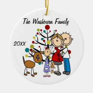 Expectant Couple With Girl, Cat, and Dog Ornament