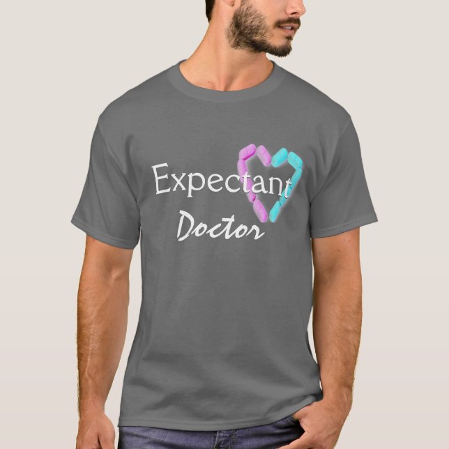 Expectant Doctor In Dark Grey T-Shirt (Front)