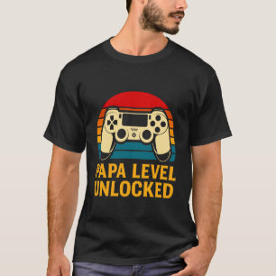 Expectant Father PAPA LEVEL UNLOCKED Funny Fathers T-Shirt