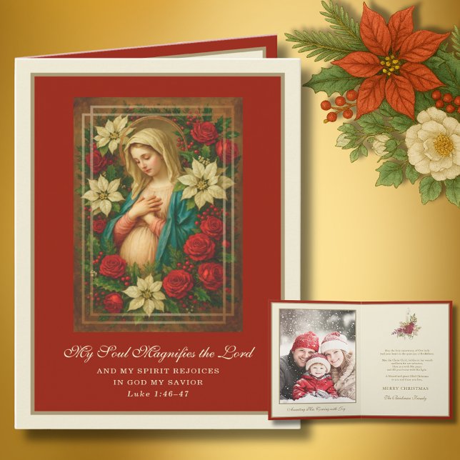 Expectant Mother Mary Magnificat Scripture Holiday Card (Creator Uploaded)
