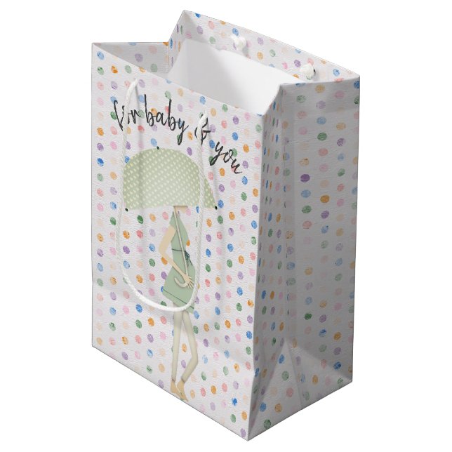 Expectant Mother with Umbrella Medium Gift Bag (Front Angled)