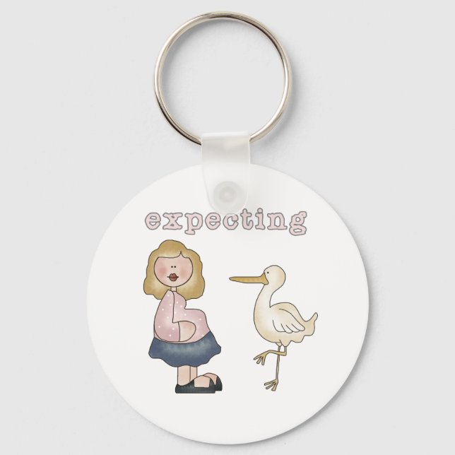 Expectant Mum and Stork Key Ring (Front)