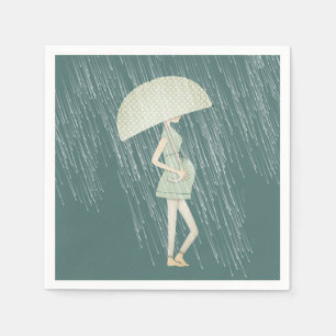 Expectant Mum with Umbrella  Napkin