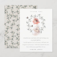 Expectant Women Foliage Baby Shower Thank You