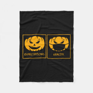 Expectations reality jack o lantern pumpkin face fleece blanket