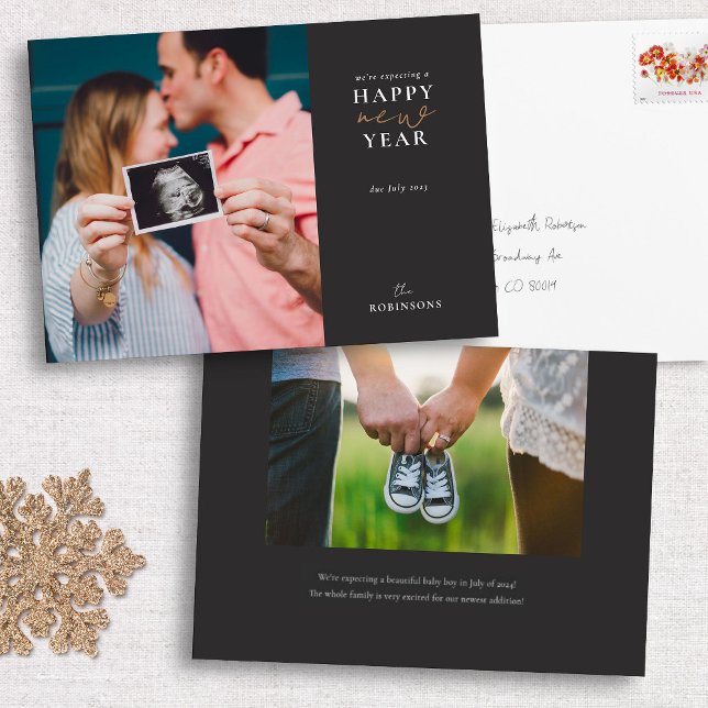 Expecting a Happy New Year Holiday Photo Card (Creator Uploaded)