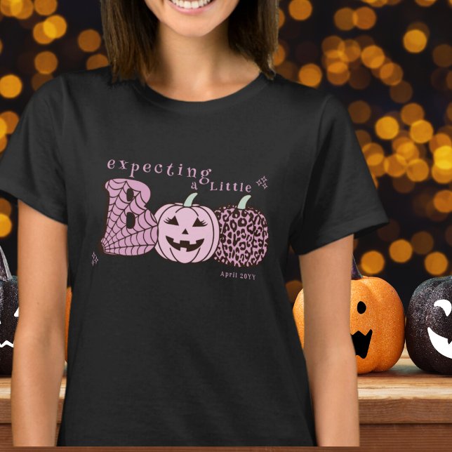 Expecting a Little Boo Halloween Baby Announcement T-Shirt (Creator Uploaded)