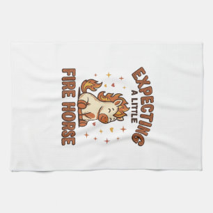 Expecting A Little Fire Horse Vintage Baby Shirt_1 Tea Towel