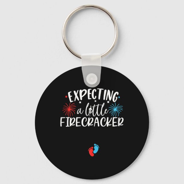 Expecting A Little Firecracker Funny 4th Of July P Key Ring (Front)