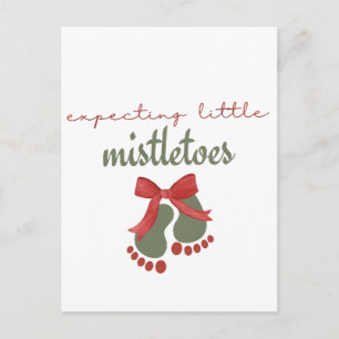 Expecting a Little Mistletoes Christmas Pregnancy Announcement Postcard