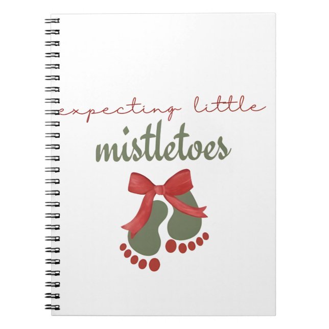 Expecting a Little Mistletoes Christmas Pregnancy Notebook (Front)