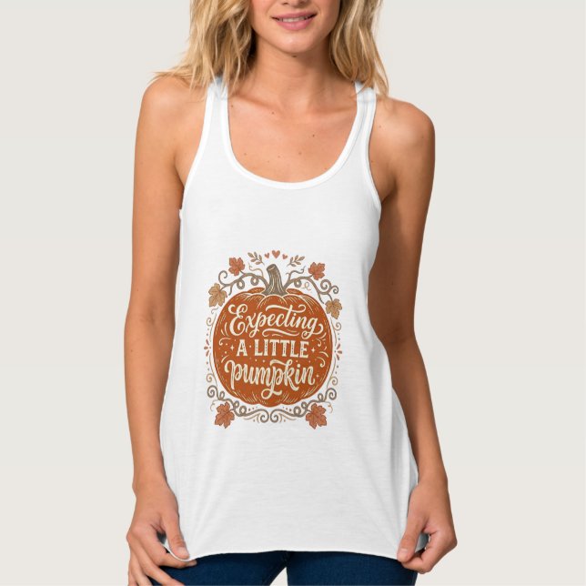 Expecting A Little Pumpkin Fall Pregnancy Shirt_1 Singlet (Front)