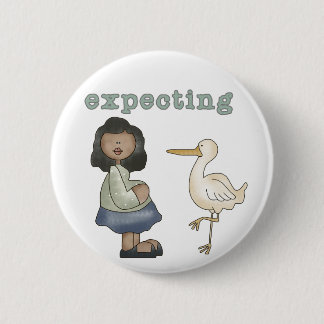 Expecting - African American Mum to Be and Stork 6 Cm Round Badge