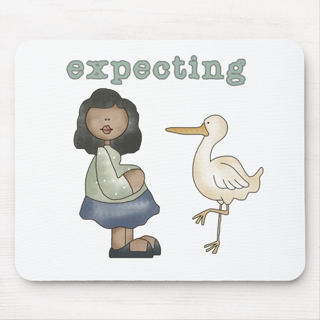 Expecting - African American Mum to Be and Stork Mouse Pad (Front)