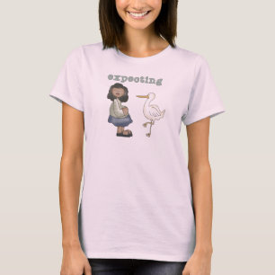 Expecting - African American Mum to Be and Stork T-Shirt