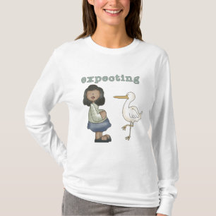 Expecting - African American Mum to Be and Stork T-Shirt