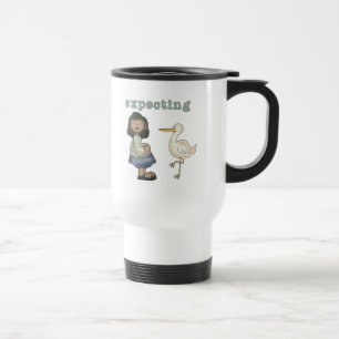Expecting - African American Mum to Be and Stork Travel Mug