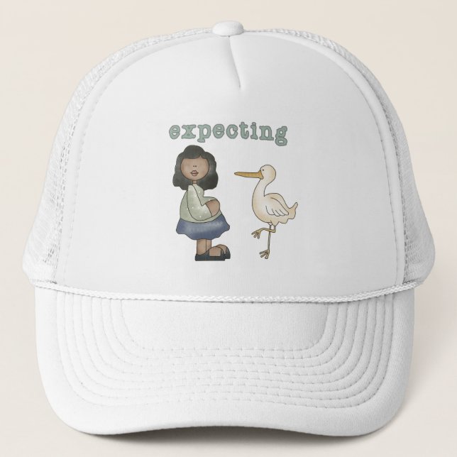 Expecting - African American Mum to Be and Stork Trucker Hat (Front)