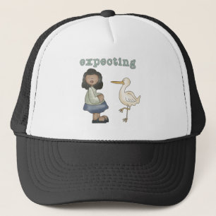Expecting - African American Mum to Be and Stork Trucker Hat