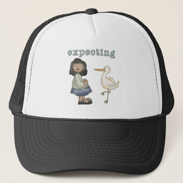 Expecting - African American Mum to Be and Stork Trucker Hat (Front)