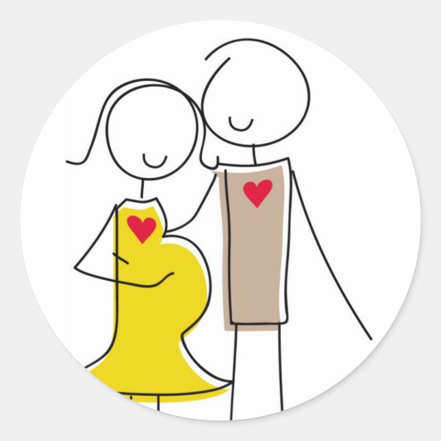 Expecting Couple Classic Round Sticker (Front)