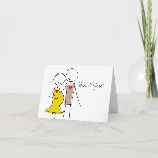 Expecting Couple, Coed Baby Shower Thank You Cards (Front)