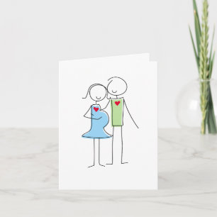 Expecting Couple Greeting Card, Blue and Green Card