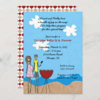 Expecting Couple Grilling Invitations Baby Shower