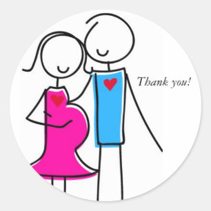 Expecting Couple Stickers, It's a Girl Classic Round Sticker