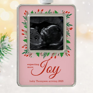 Expecting More JOY sonogram Silver Plated Framed Ornament
