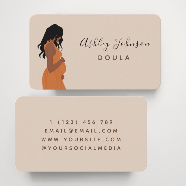 Expecting Mother Pregnant Lady Silhouette Doula Business Card (Creator Uploaded)