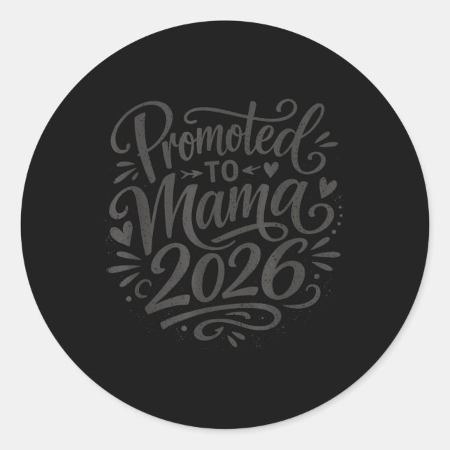 Expecting Mum 2026 Hand Lettered Art Classic Round Sticker (Front)