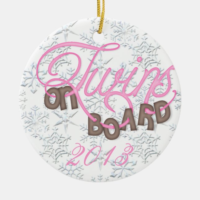 Expecting Mummy Twins On Board Christmas Ornament (Front)