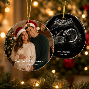 Expecting Parents First Christmas Photo Ceramic Tree Decoration