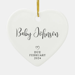 Expecting Parents Photo Baby Due 2024 Ceramic Tree Decoration